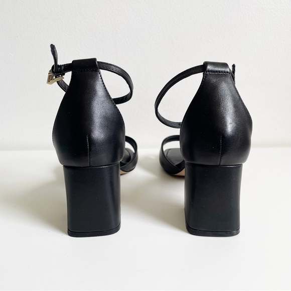 NEW ALDO Safdie Ankle strap heels sandal Block heel square toe black leather 8.5 - Picture 12 of 16